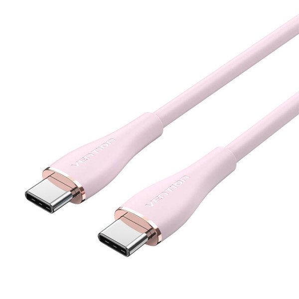USB-C 20 į USB-C laido ventiliacija TAWPF 1m PD 100W rožinis silikonas