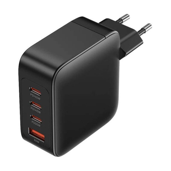 Sieninis įkroviklis ventiliacija FEIB0-EU 3xUSB-C USB-A 140W/140W/30W/18W GaN Czarna