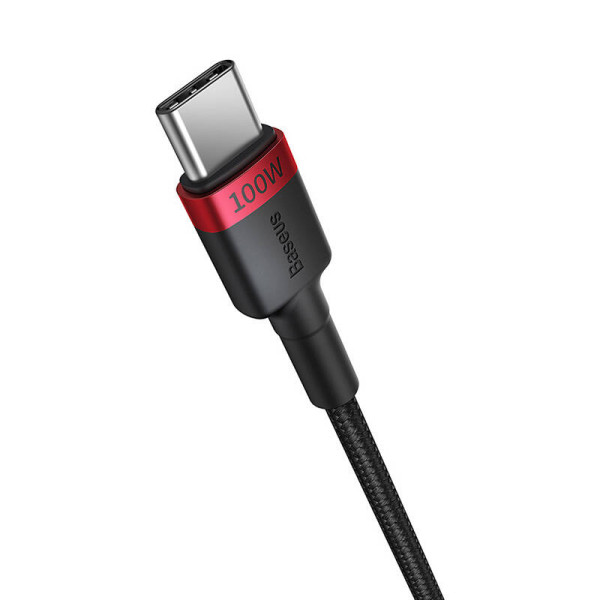 Kabelis Baseus Cafule USB-C į USB-C 100W 1m 2 vnt raudona juoda pilka juoda