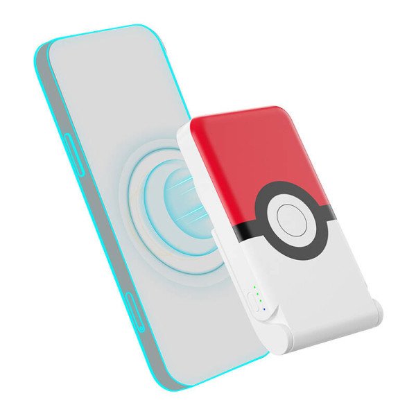 Magnetinis maitinimo blokas OTL 5000 mAh USB-C 15W Pokemon Pokeball su stovu raudona-balta