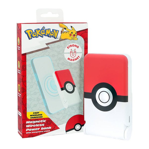 Magnetinis maitinimo blokas OTL 5000 mAh USB-C 15W Pokemon Pokeball su stovu raudona-balta