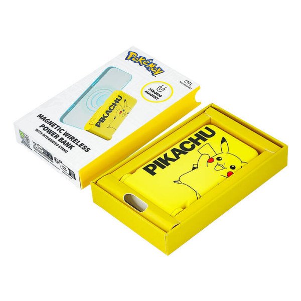 Magnetinis maitinimo blokas OTL 5000 mAh USB-C 15W Pokemon Pikatchu su stovu geltona