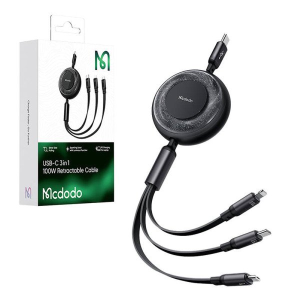 3in1 USB į USB-C / Lightning / Micro USB kabelis Mcdodo CA-5220 12 m juodas