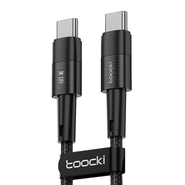 Laidas iš USB-C į USB-C Toocki TXCTT2-YS03 1m FC 60W juodas