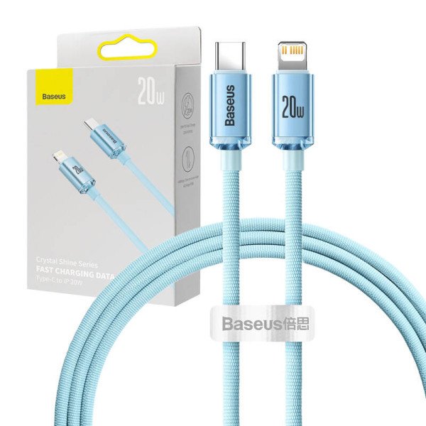 „Baseus Crystal Shine“ USB-C prie IP kabelis 20 W 12 m mėlynas