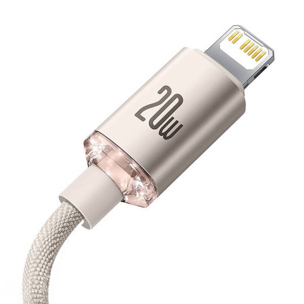 „Baseus Crystal Shine“ USB-C prie IP kabelis 20 W 12 m rožinis