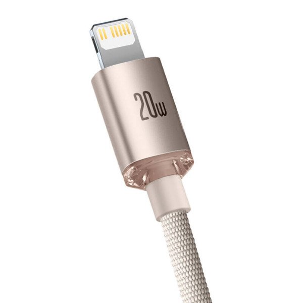 Baseus Crystal Shine USB-C prie IP kabelis 20W 2m rožinis