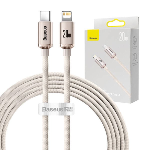 Baseus Crystal Shine USB-C prie IP kabelis 20W 2m rožinis