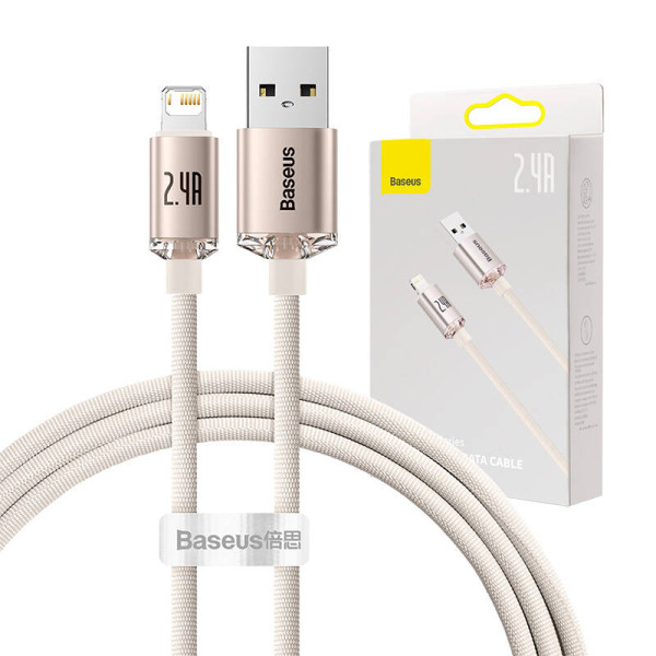 „Baseus Crystal Shine“ USB laidas skirtas „iP“ 24A 12 m rožinis