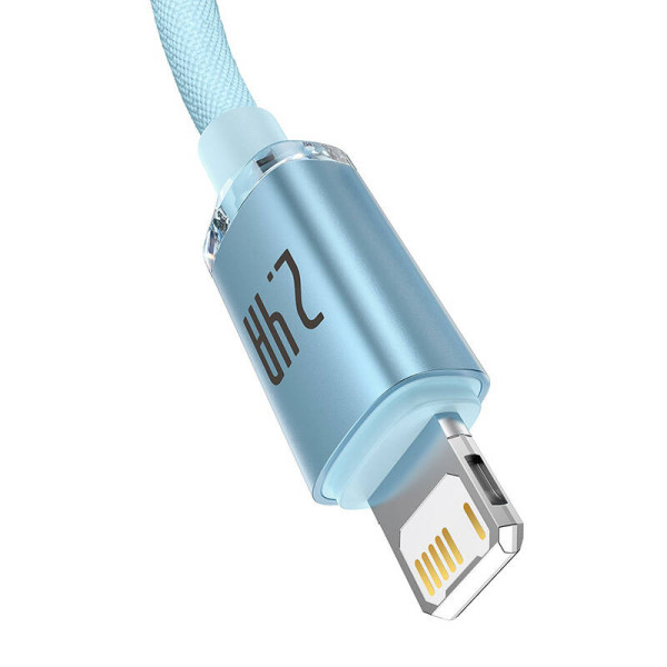 Baseus Crystal Shine USB laidas skirtas iP 24A 2m mėlynas