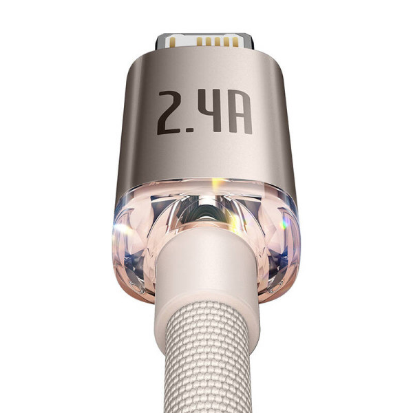 Baseus Crystal Shine USB laidas skirtas iP 24A 2m rožinis