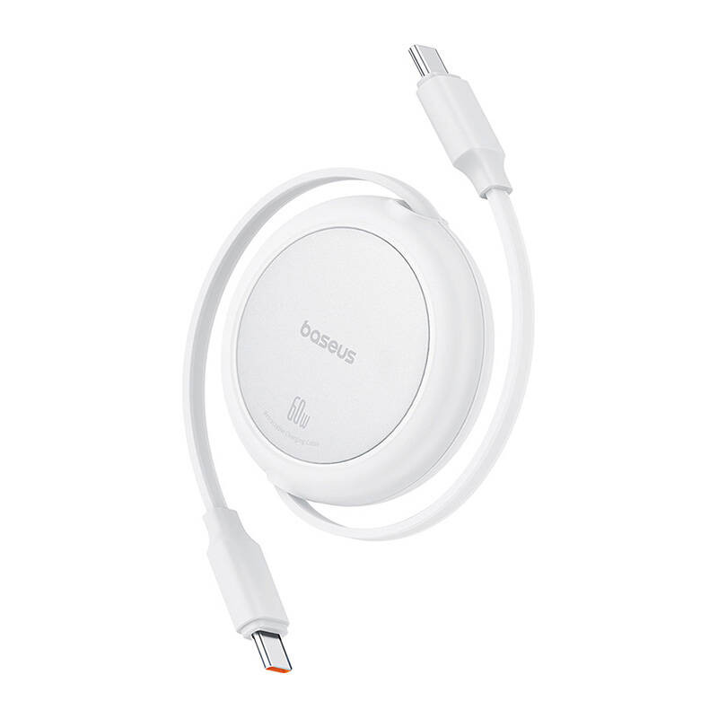 Baseus Free2Pull Mini USB-C į USB-C USB laidas 60 W 1 balta Baseus Free2Pull Mini USB-C į USB-C USB laidas 60 W 1 balta
