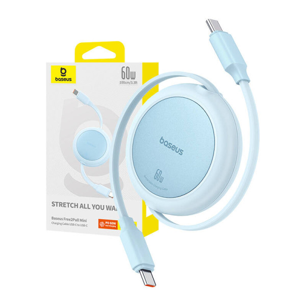Baseus Free2Pull Mini USB-C į USB-C 60 W USB laidas 1 m mėlynas