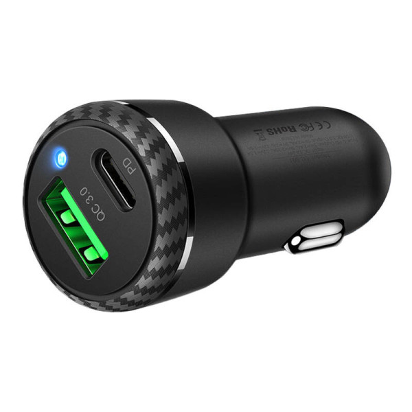 Mcdodo CC-5970 automobilinis įkroviklis USB + USB-C 38W juodas