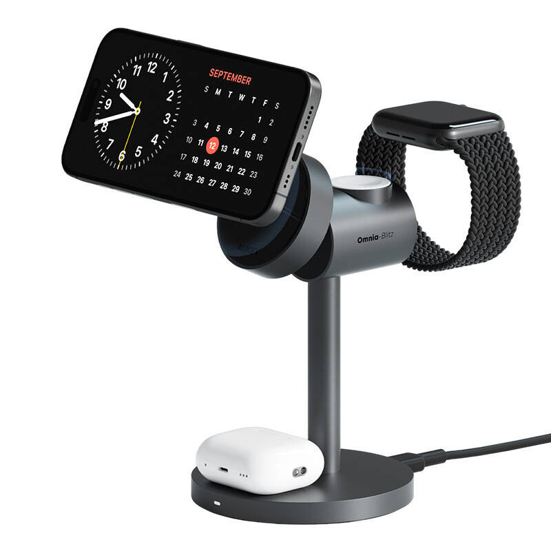 Belaidis įkroviklis MagFusion 3 in 1 Aukey LC-MC311 15W Qi2 pilka Belaidis įkroviklis MagFusion 3 in 1 Aukey LC-MC311 15W Qi2 pilka