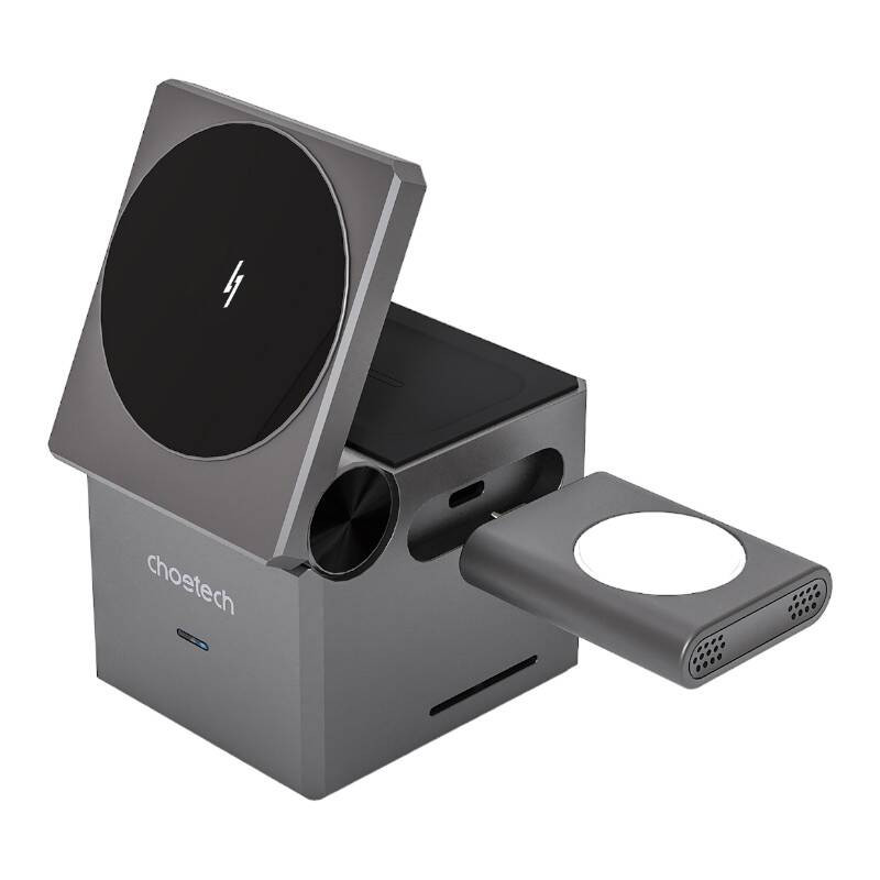 Choetech T632-F 3-in-1 15W indukcinis įkroviklis juodas Choetech T632-F 3-in-1 15W indukcinis įkroviklis juodas