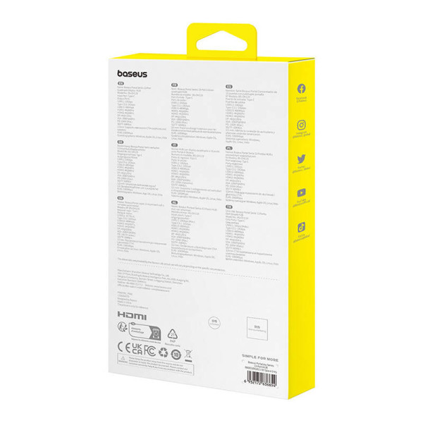 Hub 13in1 Baseus PortalJoy USB-C prie HDMI+DP+VGA+C+USB+PD+RJ45+SD/TF+35 mm pilka