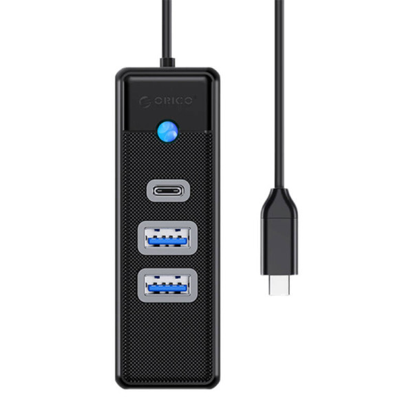 Orico Hub USB-C iki 2x USB 30 + USB-C 5 Gbps 015 m juoda