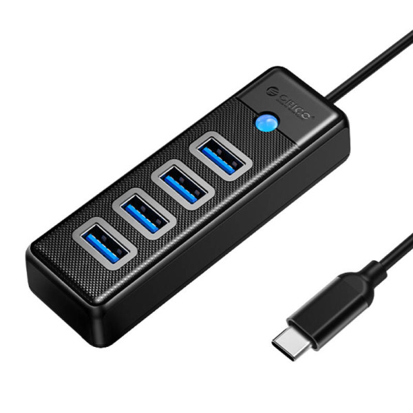 Orico HUB USB-C iki 4x USB 30 5Gbps 015m juoda