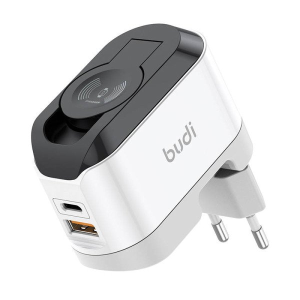 Belaidis įkroviklis Budi 330WE USB-C 20W juoda ir balta