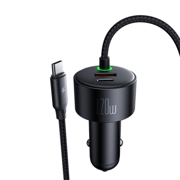 „McDodo CC-0370“ automobilių įkroviklis USB-C „Lightning“ 120 W ištraukiami kabeliai