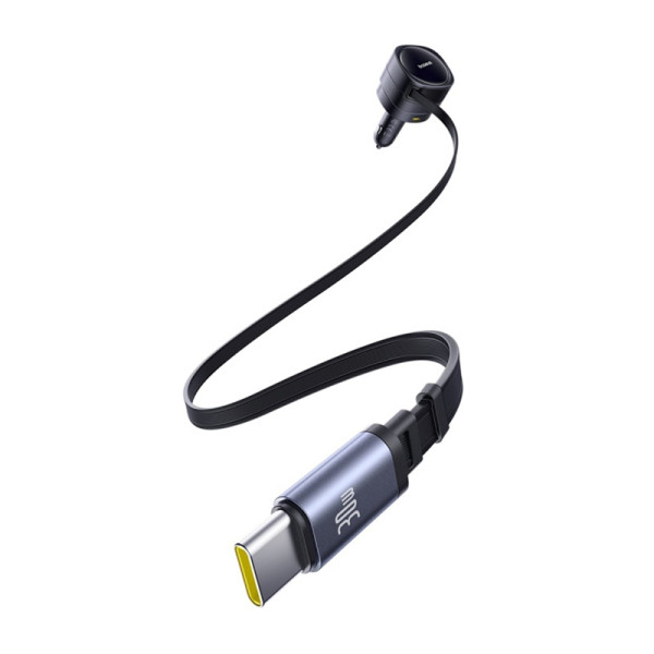 „BaseUS“ malonumas Maksimalus automobilio įkroviklis su USB-C+USB-C kabeliais ir USB-A+USB-C prievadais 90W juoda