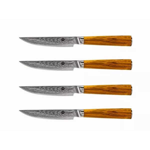 Damasko plieno peilių rinkinys kepsniams KAMAZAKI KZI001SET
