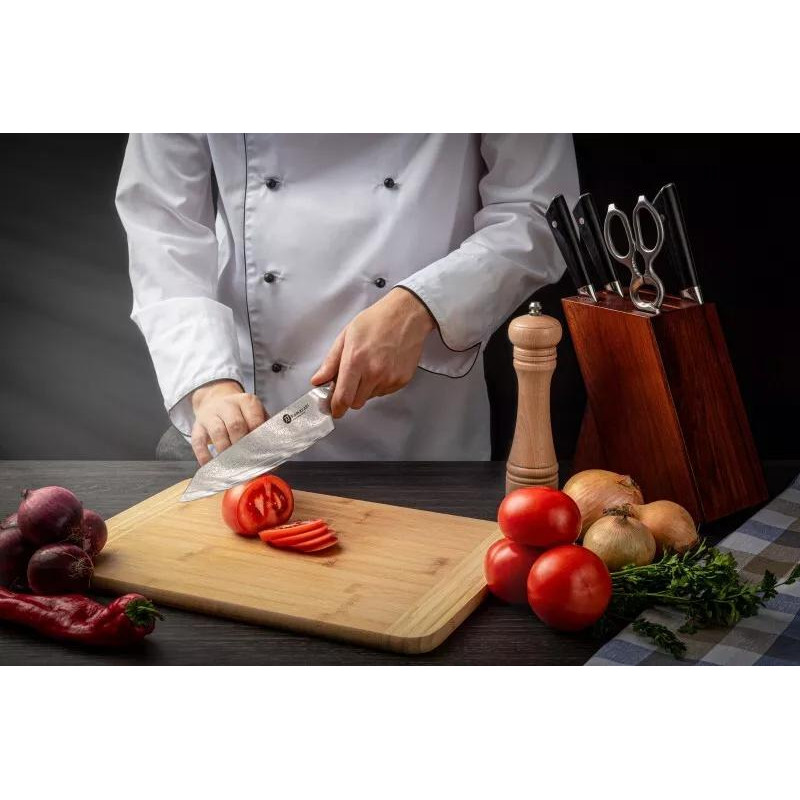 Damasko plieno peilių rinkinys su stovu KAMAZAKI KZI004SET