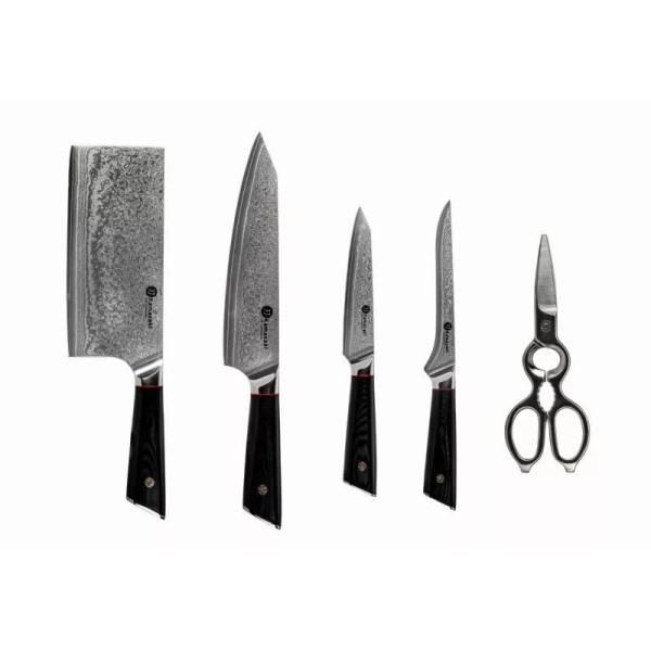 Damasko plieno peilių rinkinys su stovu KAMAZAKI KZI004SET