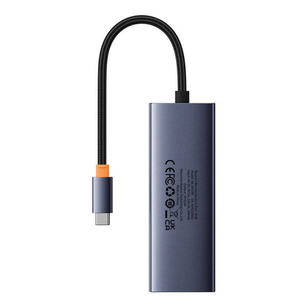 Hub 5in1 Baseus UltraJoy 5-Port 4xUSB 30 PD pilka