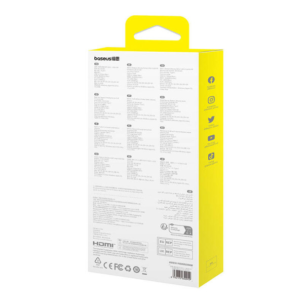 5 prievadų HUB AIR Baseus UltraJoy Series Type-C – HDMI USB30x2 PD RJ45 pilka