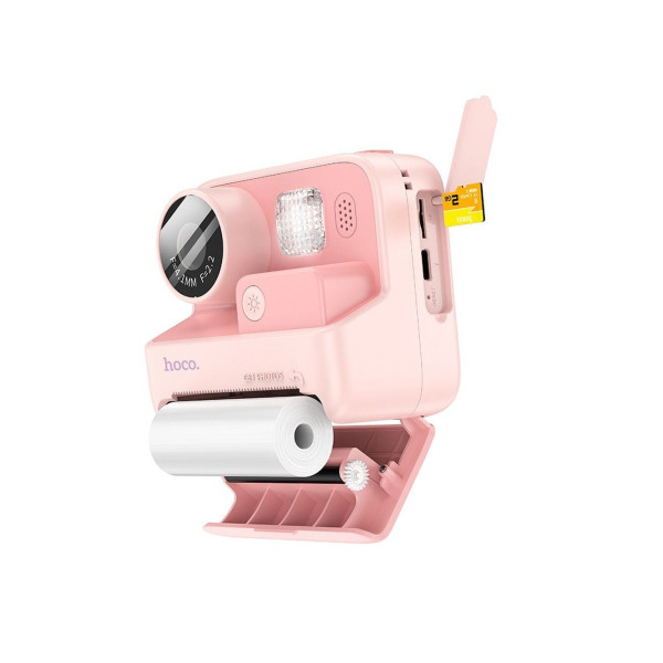 Skaitmeninė vaikų kamera su spausdintuvu Hoco 1MP 2,0" HD paruošta DV200 rožinė
