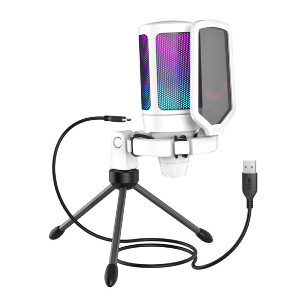 Fifine A6VW kondensacinis žaidimų mikrofonas baltas