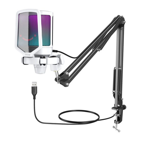 Fifine A6TW trikojis žaidimų mikrofonas baltas