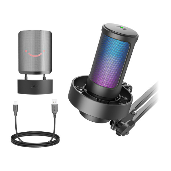 Fifine A8T kondensacinis mikrofonas su rankena juodas