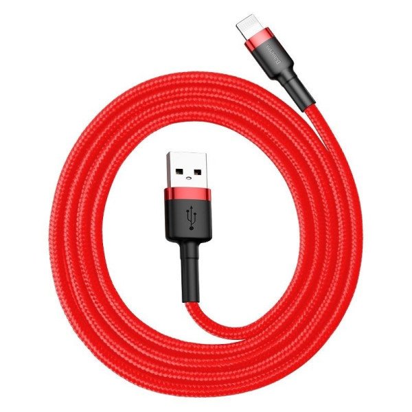 Baseus Cafule USB Lightning kabelis 24A 1m juodas + raudonas