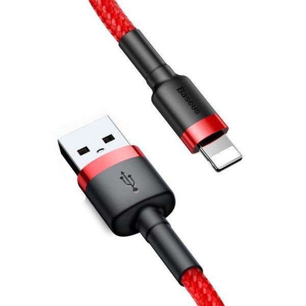 Baseus Cafule USB Lightning kabelis 24A 1m juodas + raudonas