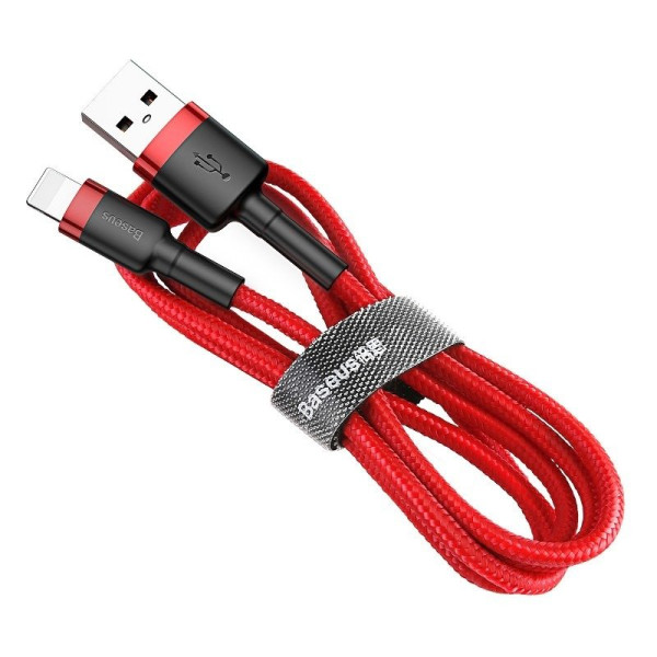 Baseus Cafule USB Lightning kabelis 24A 1m juodas + raudonas