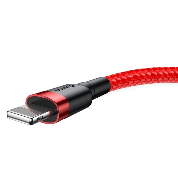 Baseus Cafule USB Lightning kabelis 24A 1m juodas + raudonas