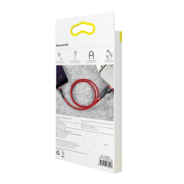 Baseus Cafule USB Lightning kabelis 24A 1m juodas + raudonas