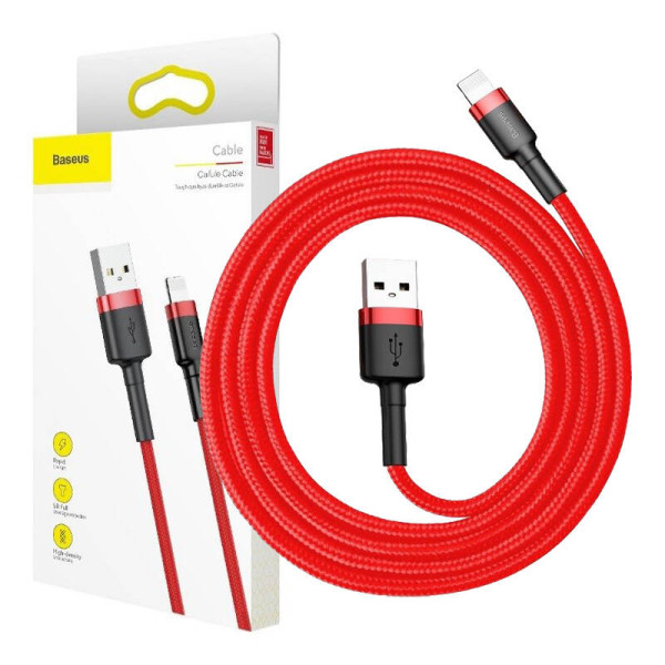 Baseus Cafule USB Lightning kabelis 24A 1m juodas + raudonas