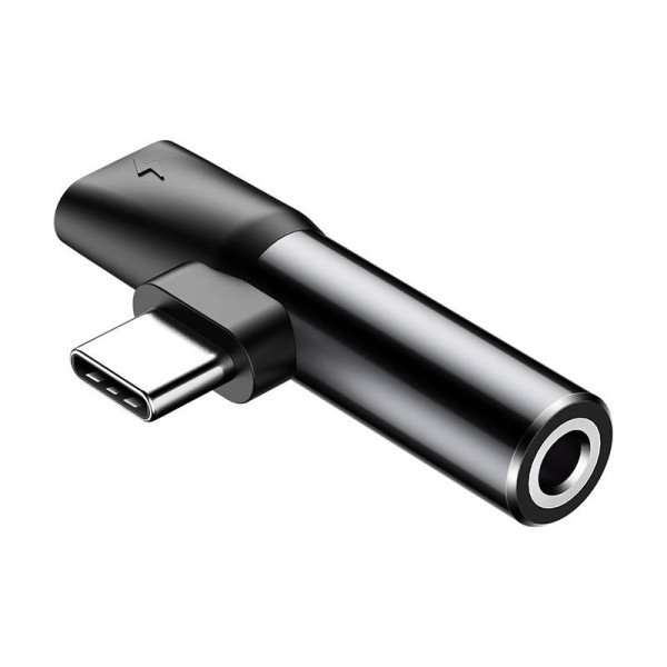 „Baseus“ garso adapteris USB-C prie 35 mm mini lizdo + USB-C juodas