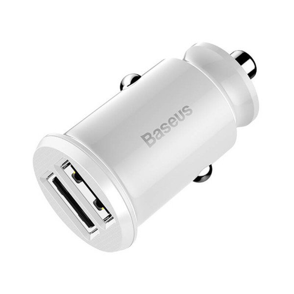 „Baseus“ grūdų automobilinis įkroviklis 2x USB 5V 31A baltas