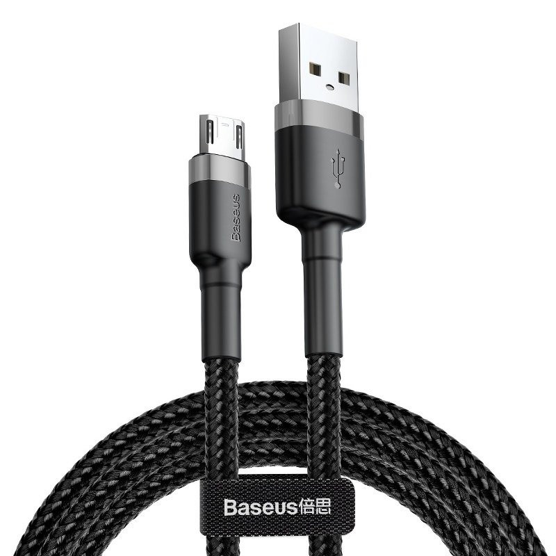 Baseus Cafule Micro USB laidas 24A 05m pilkas + juodas Baseus Cafule Micro USB laidas 24A 05m pilkas + juodas