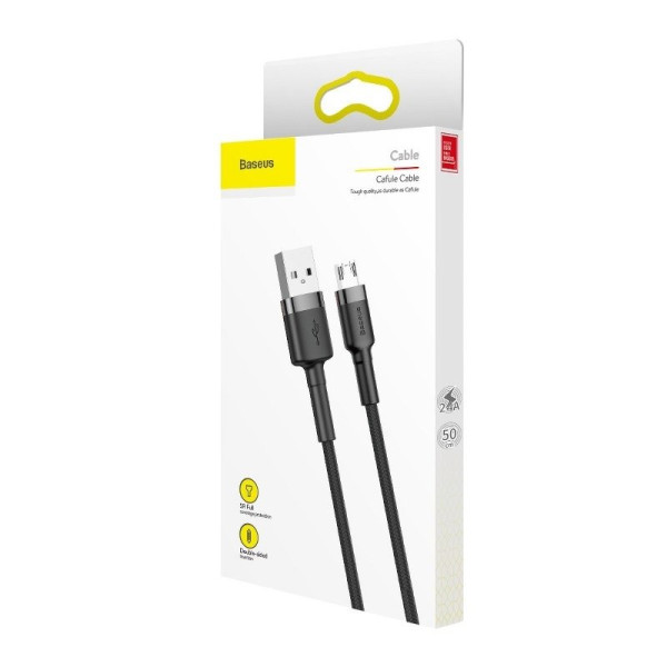 Baseus Cafule Micro USB laidas 24A 05m pilkas + juodas