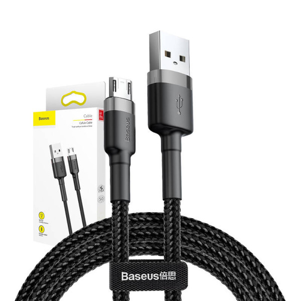 Baseus Cafule Micro USB laidas 24A 05m pilkas + juodas