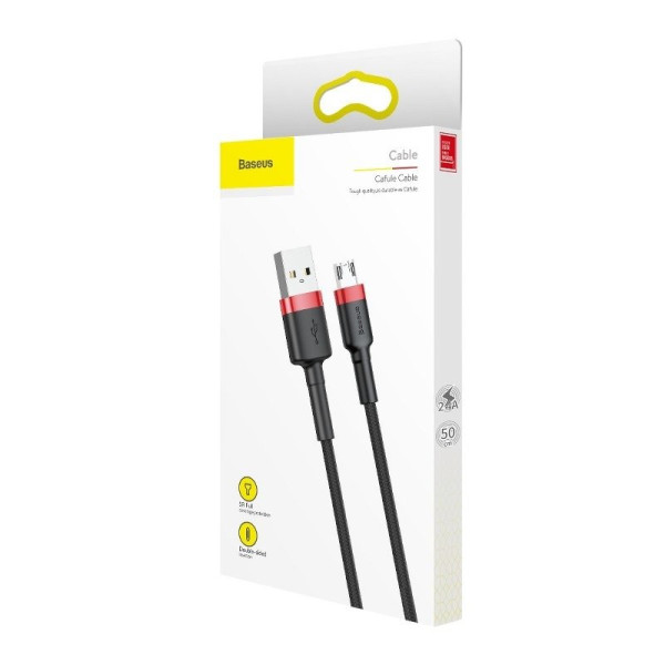 Baseus Cafule Micro USB laidas 24A 1m raudona + juoda