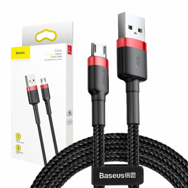 Baseus Cafule Micro USB laidas 24A 1m raudona + juoda