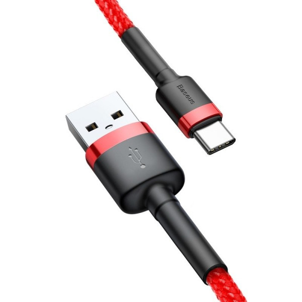 „Baseus Cafule“ USB-C laidas 3A 05 m raudonas