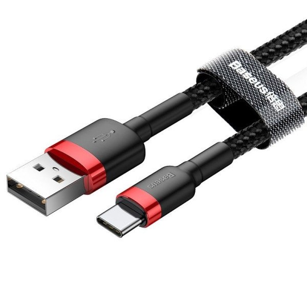 „Baseus Cafule“ kabelis USB-C 3A 05 m raudonas + juodas
